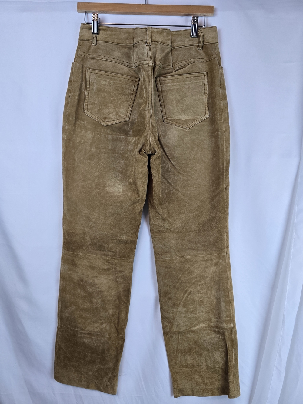 Jou Jou Suede Straight-Leg Pants in Tan - Picture 2 of 6